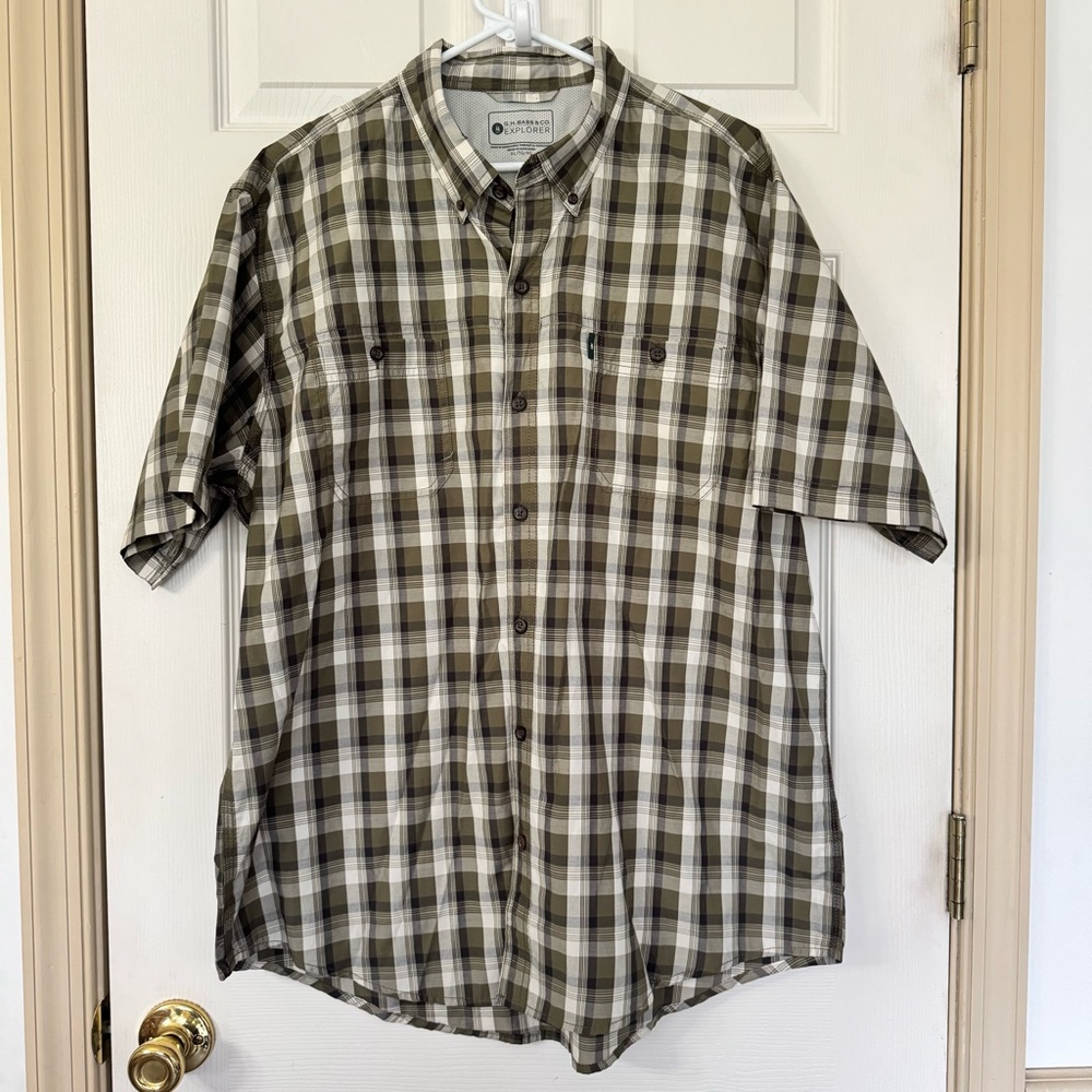 GH Bass & Co Explorer Men’s Size XL Short Sleeve Green Plaid Button Down Shirt